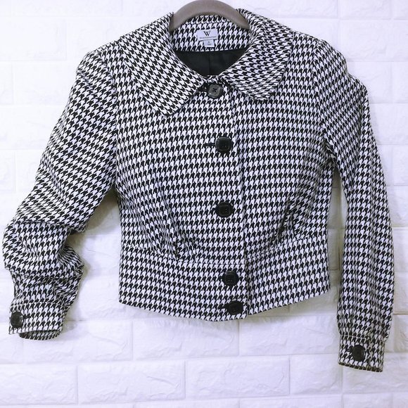 Worthington Cropped Houndstooth Jacket Sz-S Collar - Picture 1 of 11